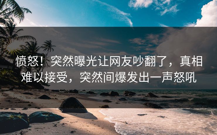 愤怒！突然曝光让网友吵翻了，真相难以接受，突然间爆发出一声怒吼