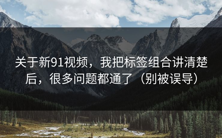 关于新91视频，我把标签组合讲清楚后，很多问题都通了（别被误导）