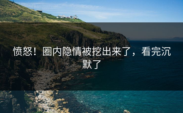 愤怒！圈内隐情被挖出来了，看完沉默了